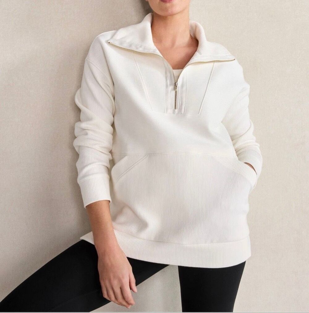 Haven Well Within Balance Organic Cotton Ottoman 1/2 zip sweatshirt off white XL